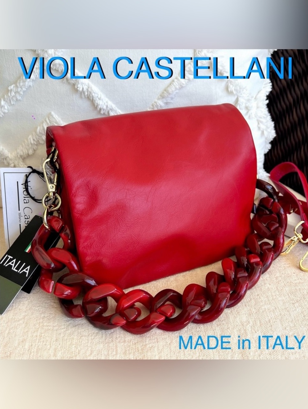VIOLA CASTELLANI made in ITALY Leather convertible chunky chain bag